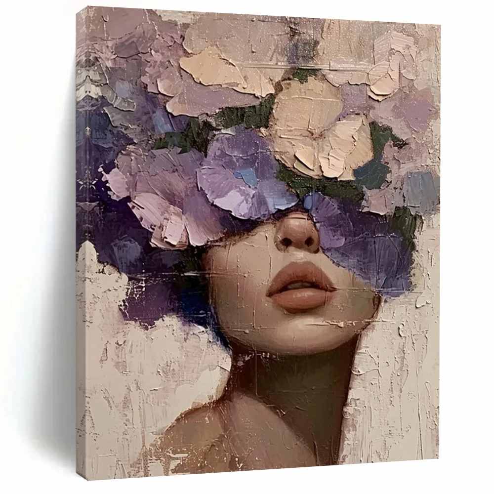 Floral_Flowers_Woman_Purple_Textured_Wall_Artwork_ISCV1 wall art